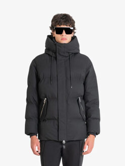 Antony Morato Mannen winterjas in dobby techno fabric with contrast in washed Zwart - S