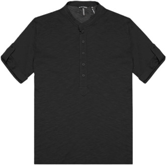 Antony Morato Slub Cotton Regular Fit Henley T-Shirt Antony Morato , Black , Heren - Xl,L,M