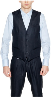 Antony Morato Zwart Linen-Blend Buttoned Gilet Antony Morato , Black , Heren - 2Xl,Xl,L,M,S