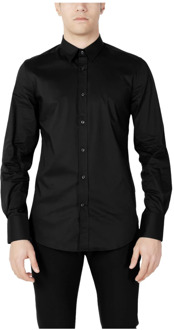 Antony Morato Zwarte Slim Fit Overhemd Lange Mouwen Antony Morato , Black , Heren - M,S
