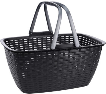 Antraciet grijze boodschappenmandje/winkelmandje met hengsel 27 liter 43 x 30 cm Grijs