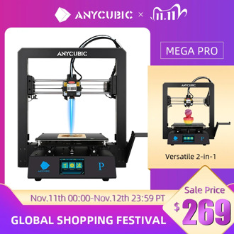 ANYCUBIC Mega Pro 3D Printer Printing Laser Engraving Touch Screen Printing TPU Filament Dual Gear Extruder 3D Laser Printer