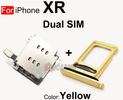 Aocarmo 1Set Voor Iphone Xr Dual Sim Card Reader Flex Kabel + Sim-kaart Lade Houder Slot Adapter Reparatie deel For XR --1reeks geel
