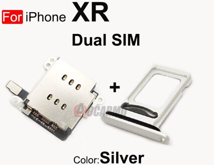 Aocarmo 1Set Voor Iphone Xr Dual Sim Card Reader Flex Kabel + Sim-kaart Lade Houder Slot Adapter Reparatie deel For XR --1reeks wit