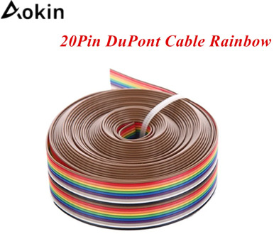 Aokin 5M 1.27mm 20P DuPont Cable Rainbow Flat Line Support Wire Soldered Cable Connector Wire 20 pin For Arduino Diy Kit 3M