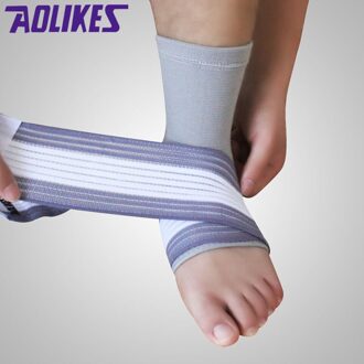 Aolikes 1 Paar Professionele Stretch Sport Gewikkeld Stam Enkel Ondersteuning Protector Bandage Voor Fitness Running Basketbal grijs
