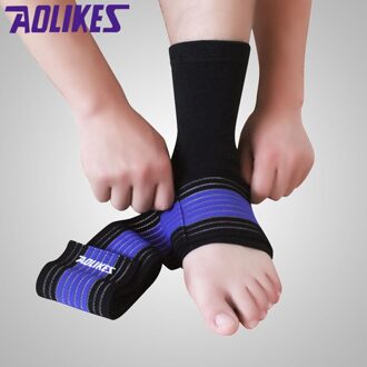 Aolikes 1 Paar Professionele Stretch Sport Gewikkeld Stam Enkel Ondersteuning Protector Bandage Voor Fitness Running Basketbal zwart