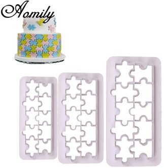 Aomily 3 stks/set Puzzel Mold Cake Cutter Suiker Ambachtelijke Tiara Fondant Icing Snijden Cake Cookies Tool voor Decoratie Bakken