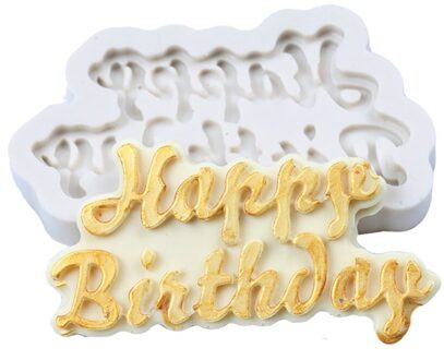 Aomily 3D Gelukkige Verjaardag Fondant Siliconen Mal Kaars Sugar Craft Tool Diy Bakken Decorating Tool Chocolade Cakevorm