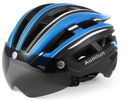Aomiun Mountain Bike Helmet Motorcycling Helmet with Back Light Detachable Magnetic Visor UV Protective for Men Women