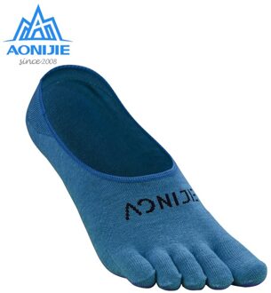 Aonije 1 Paar Sneldrogend Onzichtbare Sokken Ultralight Running Vijf Tenen Sokken Met Siliconen Anti-Slip Voor Outdoor Marathon e4803 Blauw / L