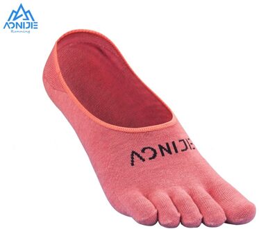 Aonije 1 Paar Sneldrogend Onzichtbare Sokken Ultralight Running Vijf Tenen Sokken Met Siliconen Anti-Slip Voor Outdoor Marathon e4803 Roze / S