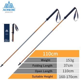 Aonijie 2Pcs Carbon Wandelstokken Ultralight Trekking Polen Vouwen Quick Lock Wandelen Canes Voor Outdoor Trailing Running 2stk 110cm Goldgray