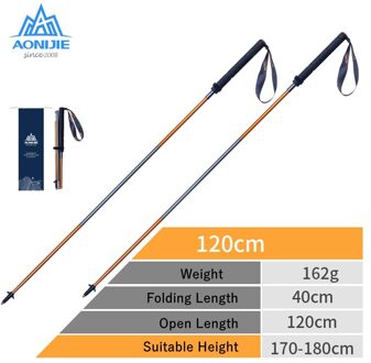 Aonijie 2Pcs Carbon Wandelstokken Ultralight Trekking Polen Vouwen Quick Lock Wandelen Canes Voor Outdoor Trailing Running 2stk 120cm Goldgray
