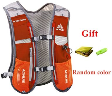Aonijie 5L Hydratatie Backpack Rugzak Tas Harnas Vest Met 1.5L Waterzak 500Ml Zachte Kolf Wandelen Camping Running Marathon E913S oranje