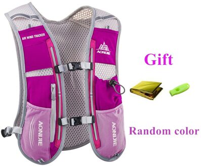 Aonijie 5L Hydratatie Backpack Rugzak Tas Harnas Vest Met 1.5L Waterzak 500Ml Zachte Kolf Wandelen Camping Running Marathon E913S paars