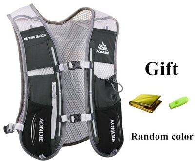 Aonijie 5L Hydratatie Backpack Rugzak Tas Harnas Vest Met 1.5L Waterzak 500Ml Zachte Kolf Wandelen Camping Running Marathon E913S zwart