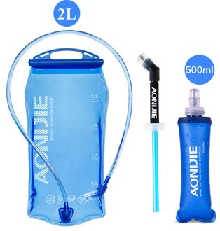 Aonijie 5L Hydratatie Backpack Rugzak Tas Harnas Vest Met 1.5L Waterzak 500Ml Zachte Kolf Wandelen Camping Running Marathon zacht Flask 1reeks