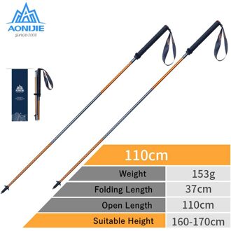 Aonijie E4201 Z-Pole Vouwen Ultralight Quick Lock Trekking Poles Wandelen Pole Ras Running Wandelstok Koolstofvezel 2 stk E4201 110cm