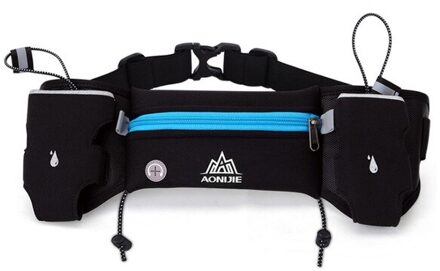 Aonijie Verstelbare Riem Tassen Hydratatie Riem Fles Houder Marathon Running Reflecterende Racing Fitness Pack blauw nee bottle