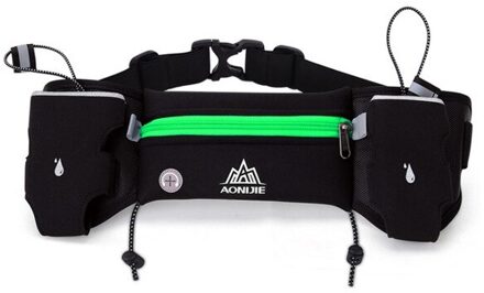 Aonijie Verstelbare Riem Tassen Hydratatie Riem Fles Houder Marathon Running Reflecterende Racing Fitness Pack groen nee bottle