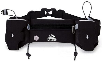 Aonijie Verstelbare Riem Tassen Hydratatie Riem Fles Houder Marathon Running Reflecterende Racing Fitness Pack zwart nee bottle