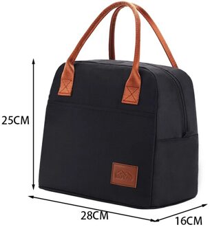 Aosbos Mode Draagbare Koeler Lunch Tas Thermische Geïsoleerde Reizen Tassen Grote Voedsel Picknick Lunchbox Tas Voor Mannen Vrouwen kids M014-zwart