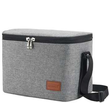Aosbos Mode Draagbare Thermische Lunch Tassen Voor Vrouwen Kids Mannen Multifunctionele Voedsel Picknick Koelbox Geïsoleerde Draagtas Opbergtas grijs