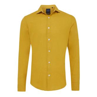 Apero | linen shirt | ocher yellow Print / Multi - 42 (L)