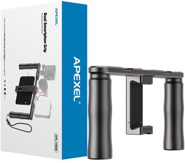 Apexel Video Stabilizer Enkele Dubbele Handed Grip Statief Mount Stand Diy Metalen Smartphone Rig Voor Smartphone Dslr Slr Gopro Vlog VG02
