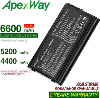 Apexway 4400 Mah 11.1V 6Cell Laptop Batterij Voor Asus A32-F5 X50V X50VL X59 X59Sr F5 F5V F5 F5RI f5SL F5Sr X50R X50RL X50SL X50Sr 5200mAh