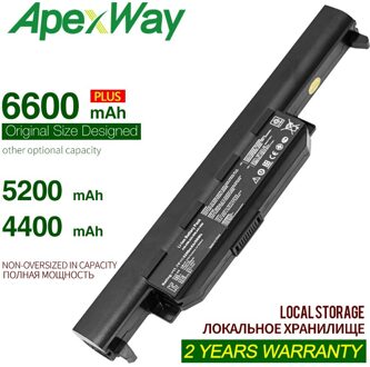 Apexway 4400 Mah A32-K55 A75 K45 K55 Laptop Batterij Voor Asus A33-K55 A41-K55 A45 A55 K75 R400 R500 R700 U57 x45 X55 X75 Serie 5200mAh