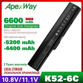 Apexway A31-K52 A32-K52 A41-K52 A42-K52 Laptop Batterij Voor Asus A52 A52F A52J A52JB A52JK A52JR K42F K42JB K42JK K42JV K52 k52J 4400 MAh