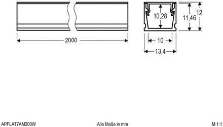 APFLAT7 alu-profiel 200cm, U-profiel, wit wit, opaal