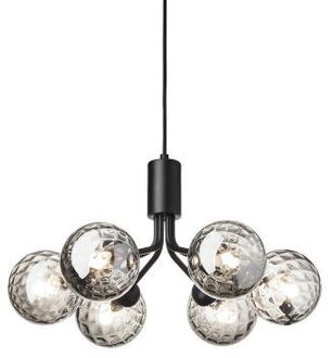 Apiales 6 Hanglamp - Zwart - Gerookt glas