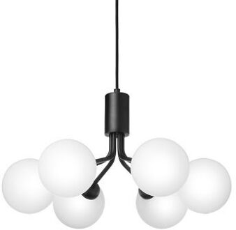 Apiales 6 Hanglamp - Zwart - Opaal