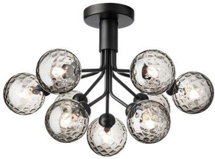 Apiales 9 Plafondlamp - Zwart - Gerookt glas
