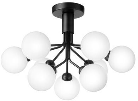 Apiales 9 Plafondlamp - Zwart - Opaal