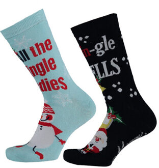 Apollo 2-pack foute dames kerstsokken print - maat 36-40 Blauw