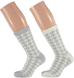 Apollo 2-Pak dames bedsokken / huissokken - grijs - maat 36-41 36/41