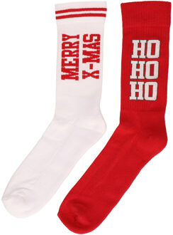 Apollo 2-Pak foute kerstsokken voor heren rood en wit