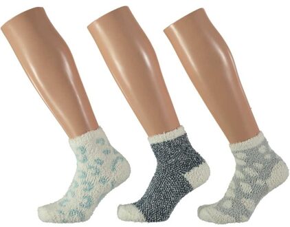 Apollo 3x stuks Meisjes bedsokken - blauw/wit mix - maat 31-34 - Kinder sokken - 31/34