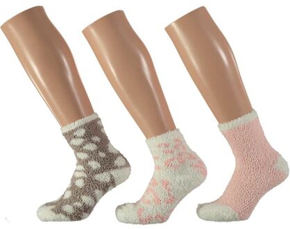 Apollo 3x stuks Meisjes bedsokken - roze/wit mix - maat 31-34 - Kinder sokken - 31/34