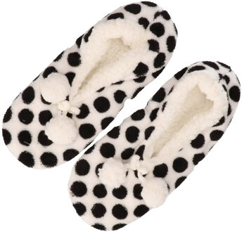 Apollo ballerina pantoffels/sloffen - voor dames - stippen - zwart/wit