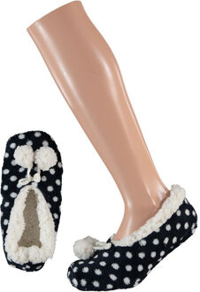 Apollo Ballerina sloffen/pantoffels stippen - kinderen - zwart/wit - maat 28-30 - 28/30