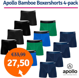 Apollo Bamboe Boxershorts 4-pack - Verkrijgbaar in 3 kleuren