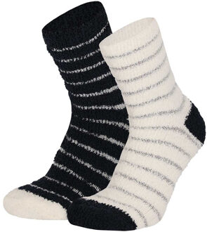 Apollo bedsokken / huissokken - dames - 2-pack - blauw/wit - one size - Slaapsokken - Slofsokken - 36/40