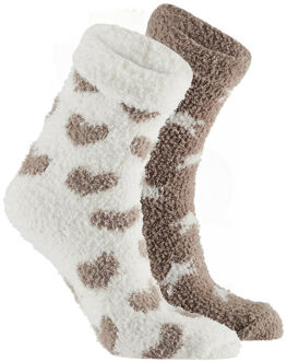 Apollo bedsokken / huissokken - kinderen - 2-pack - beige/wit - one size - Slaapsokken - Slofsokken 36/40