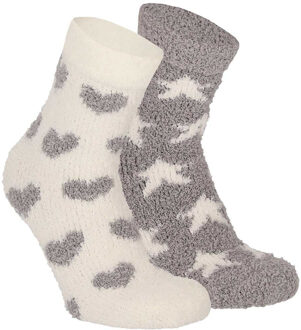 Apollo bedsokken / huissokken - kinderen - 2-pack - grijs/wit - one size - Slaapsokken - Slofsokken - 36/40