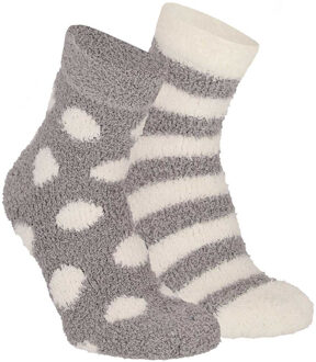 Apollo bedsokken / huissokken - kinderen - 2-pack - grijs/wit - one size - Slaapsokken - Slofsokken - 36/40